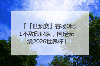 「世预赛」客场0比1不敌印尼队，国足无缘2026世界杯