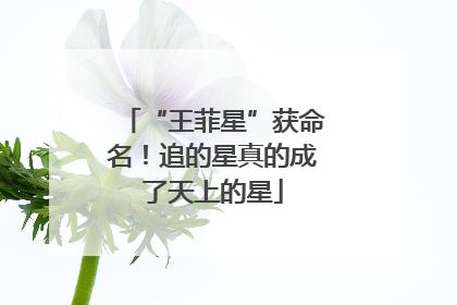 “王菲星”获命名！追的星真的成了天上的星