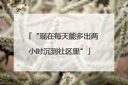 “现在每天能多出两小时沉到社区里”