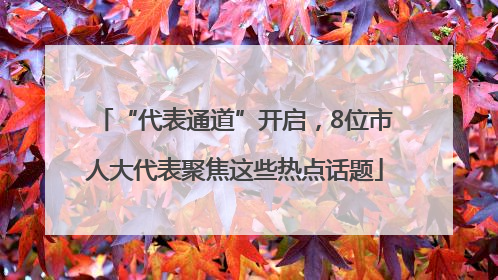 “代表通道”开启，8位市人大代表聚焦这些热点话题