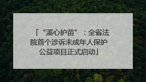 “溪心护苗”：全省法院首个涉诉未成年人保护公益项目正式启动