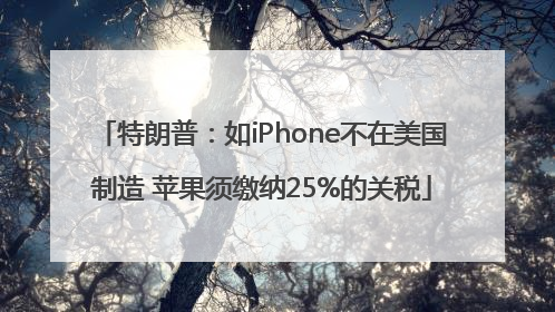 特朗普：如iPhone不在美国制造 苹果须缴纳25%的关税