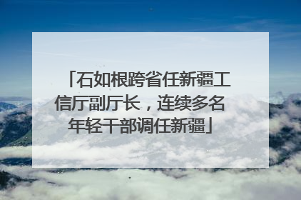 石如根跨省任新疆工信厅副厅长，连续多名年轻干部调任新疆