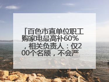 百色市直单位职工购家电最高补60％，相关负责人：仅200个名额，不会严格筛查身份