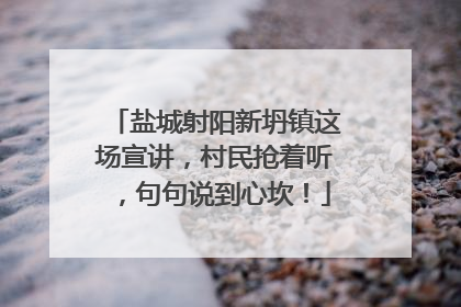 盐城射阳新坍镇这场宣讲，村民抢着听，句句说到心坎！