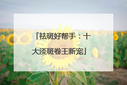 祛斑好帮手：十大淡斑卷王新宠