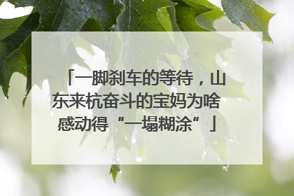 一脚刹车的等待，山东来杭奋斗的宝妈为啥感动得“一塌糊涂”