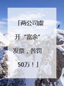 两公司虚开“富余”发票，各罚50万！