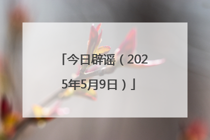 今日辟谣（2025年5月9日）