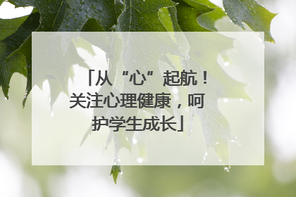 从“心”起航！关注心理健康，呵护学生成长