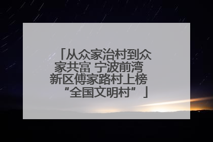 从众家治村到众家共富 宁波前湾新区傅家路村上榜“全国文明村”