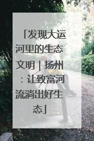 发现大运河里的生态文明｜扬州：让致富河流淌出好生态