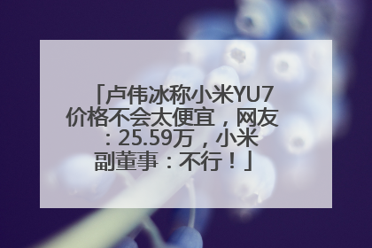 卢伟冰称小米YU7价格不会太便宜，网友：25.59万，小米副董事：不行！