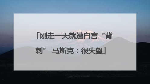 刚走一天就遭白宫“背刺” 马斯克：很失望