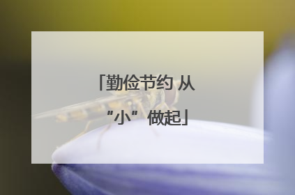 勤俭节约 从“小”做起
