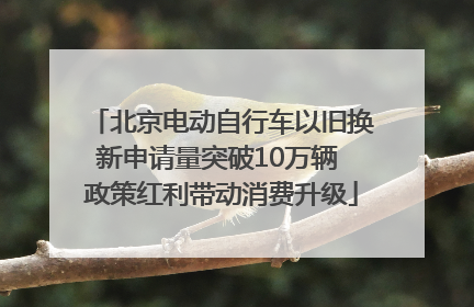 北京电动自行车以旧换新申请量突破10万辆 政策红利带动消费升级