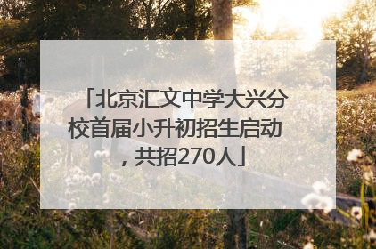 北京汇文中学大兴分校首届小升初招生启动，共招270人