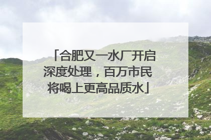 合肥又一水厂开启深度处理，百万市民将喝上更高品质水