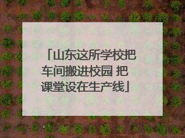 山东这所学校把车间搬进校园 把课堂设在生产线