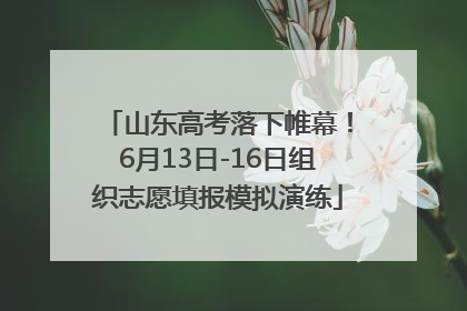 山东高考落下帷幕！6月13日-16日组织志愿填报模拟演练