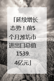 延续增长态势！前5个月潍坊市进出口总值1539.4亿元