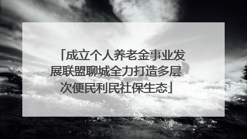 成立个人养老金事业发展联盟聊城全力打造多层次便民利民社保生态
