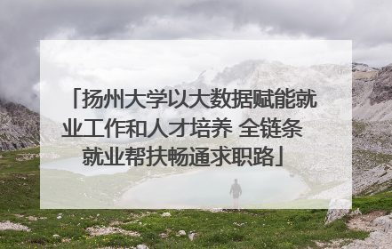 扬州大学以大数据赋能就业工作和人才培养 全链条就业帮扶畅通求职路