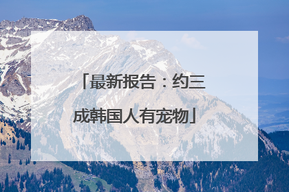 最新报告：约三成韩国人有宠物