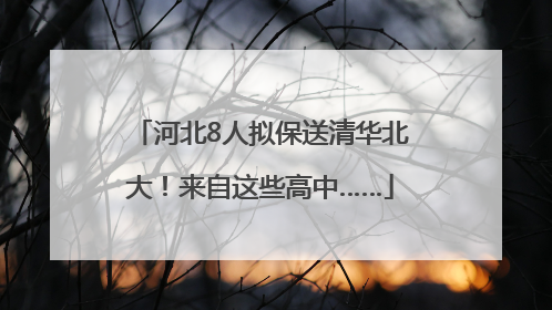 河北8人拟保送清华北大！来自这些高中……