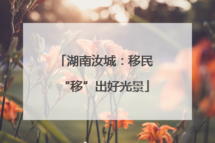 湖南汝城：移民“移”出好光景