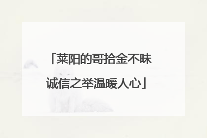 莱阳的哥拾金不昧 诚信之举温暖人心