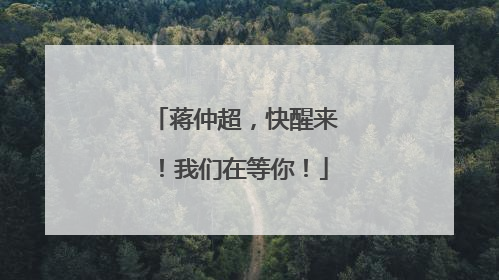 蒋仲超，快醒来！我们在等你！