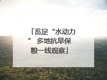 蓄足“水动力” 多地抗旱保粮一线观察