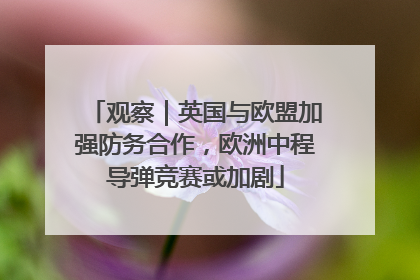 观察｜英国与欧盟加强防务合作，欧洲中程导弹竞赛或加剧