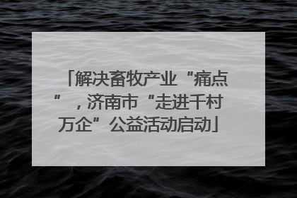 解决畜牧产业“痛点”，济南市“走进千村万企”公益活动启动