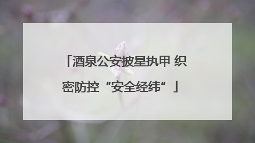 酒泉公安披星执甲 织密防控“安全经纬”