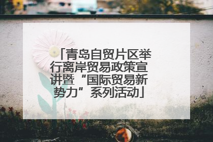 青岛自贸片区举行离岸贸易政策宣讲暨“国际贸易新势力”系列活动