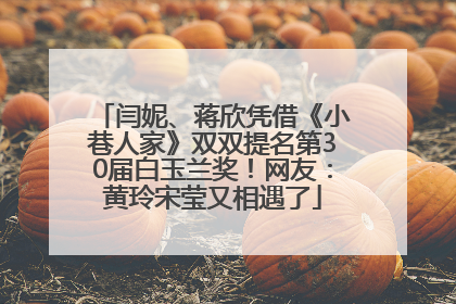 闫妮、蒋欣凭借《小巷人家》双双提名第30届白玉兰奖！网友：黄玲宋莹又相遇了