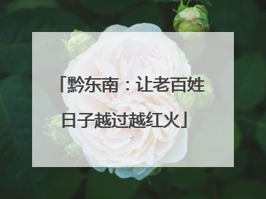 黔东南：让老百姓日子越过越红火